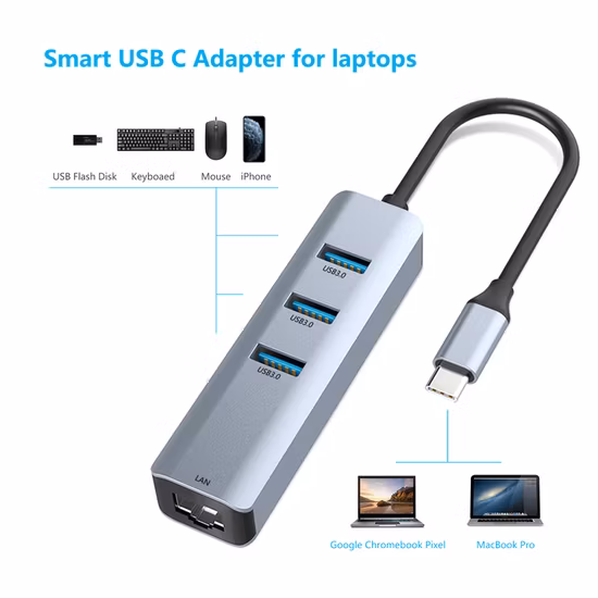 Aluminum Alloy Ethernet LAN Internet Gigabit Ethernet Network USB a B C Type USB 3.0 to RJ45 Ethernet 2.5g 2500Mbps Wired Network Card