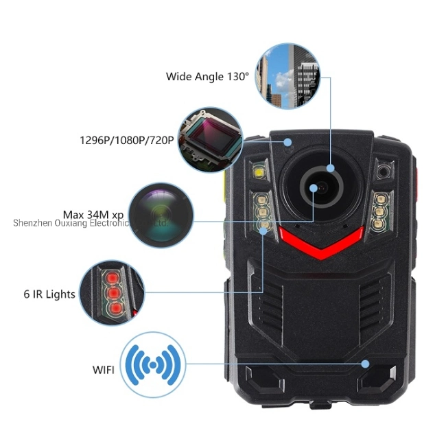 1296p UHD Body Camera with Audio Video 2 Inch Display Night Vision Body Cam