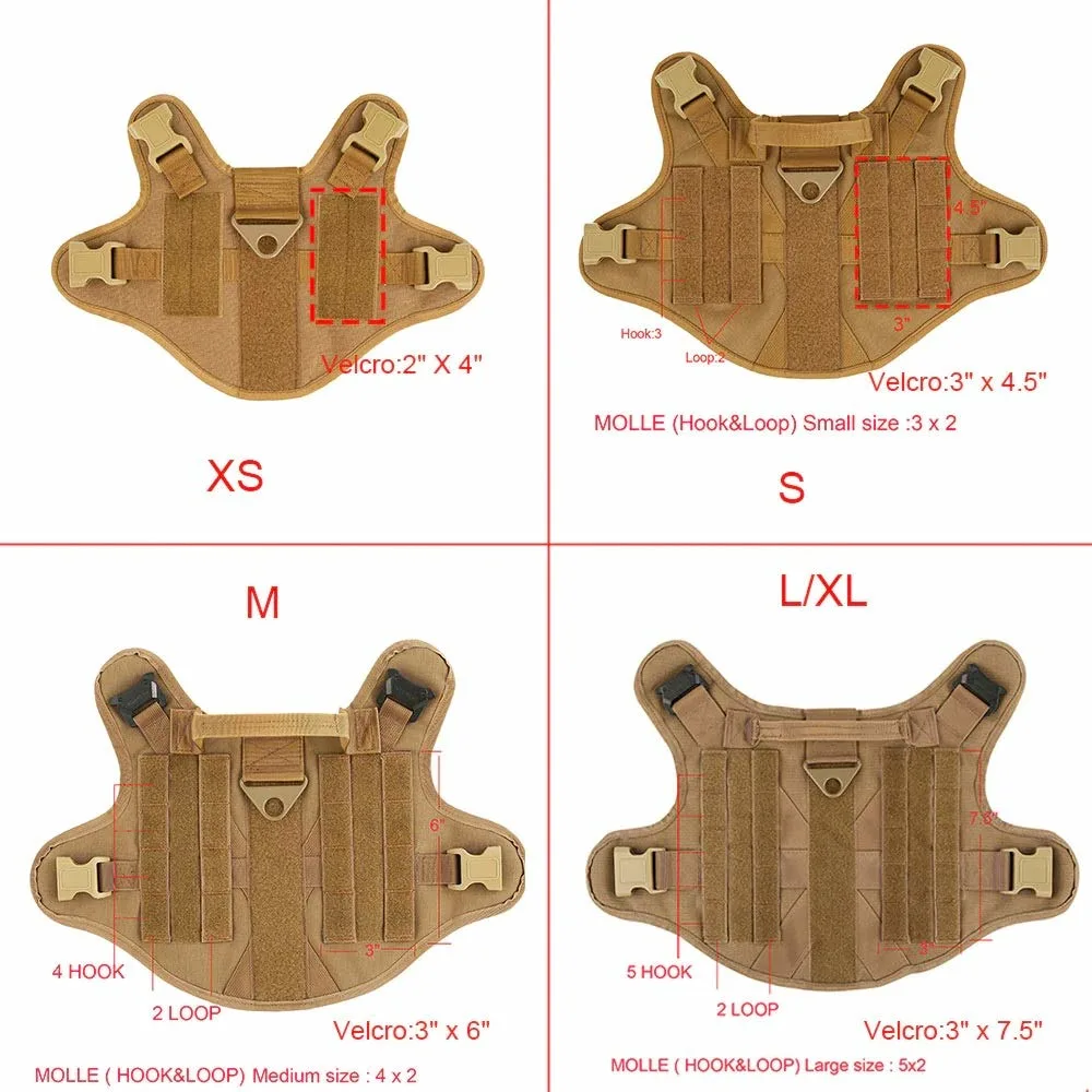 Tactical Dog Harness with 2X Metal Buckle, Working Dog Molle Vest with Handle, No Pulling Front Leash Clip, Hook and Loop for Dog Patch